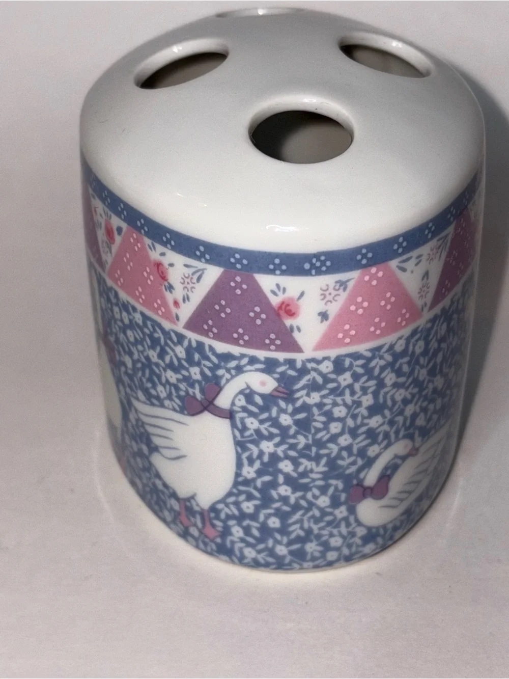 1980’s Country Goose Toothbrush Holder Ceramic Japan Holds 4 Vintage